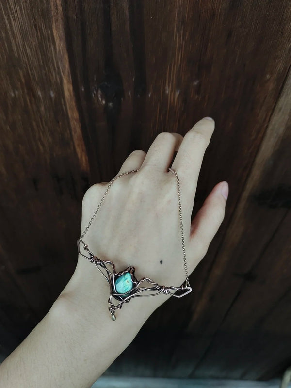 Labradorite crystal in copper art wire wrap pendant