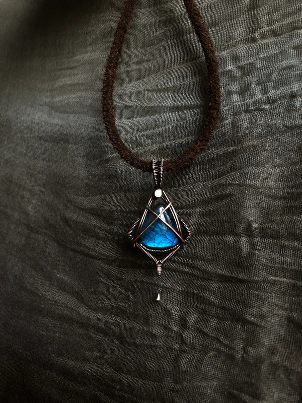 Handcrafted labradorite crystal pendant