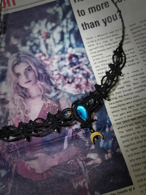 Mystical Moonlit Macrame Labradorite Choker
