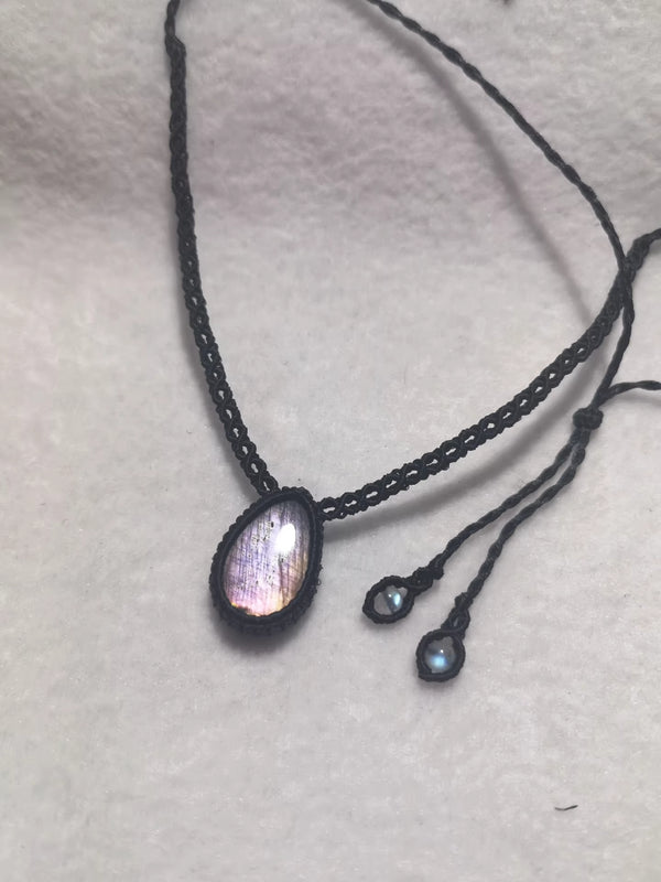 Purple labradorite macrame knots necklace