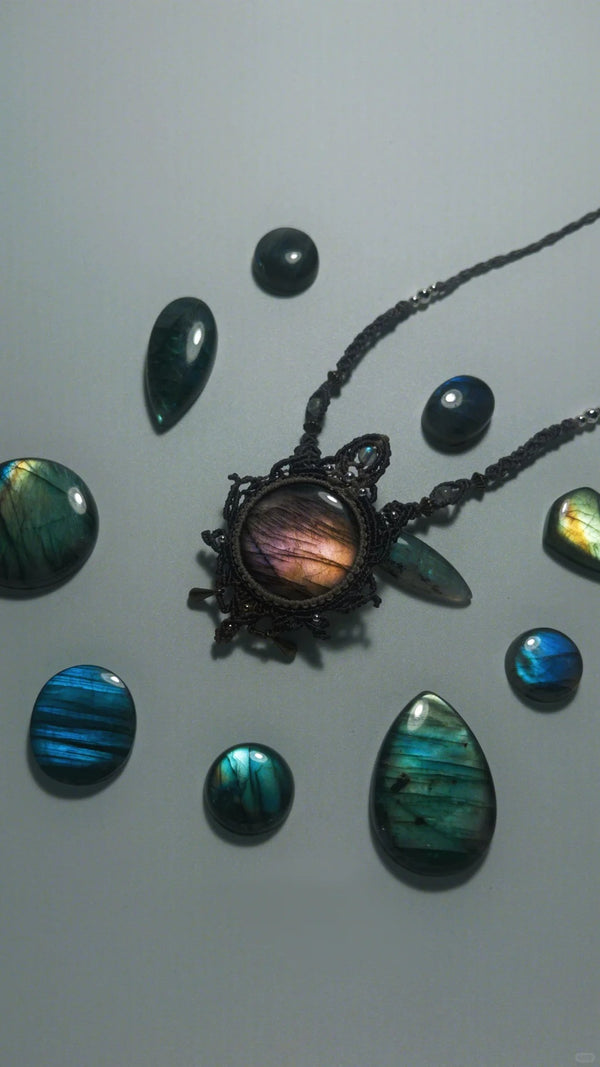 Purple labradorite necklace pendant