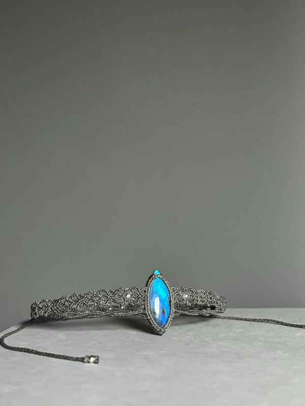 Towards Canaan labradorite crystal macrame necklace