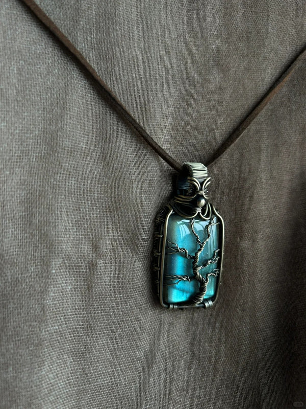 Tree Of Life Handcrafted Labradorite Wire-Wrapped Pendant