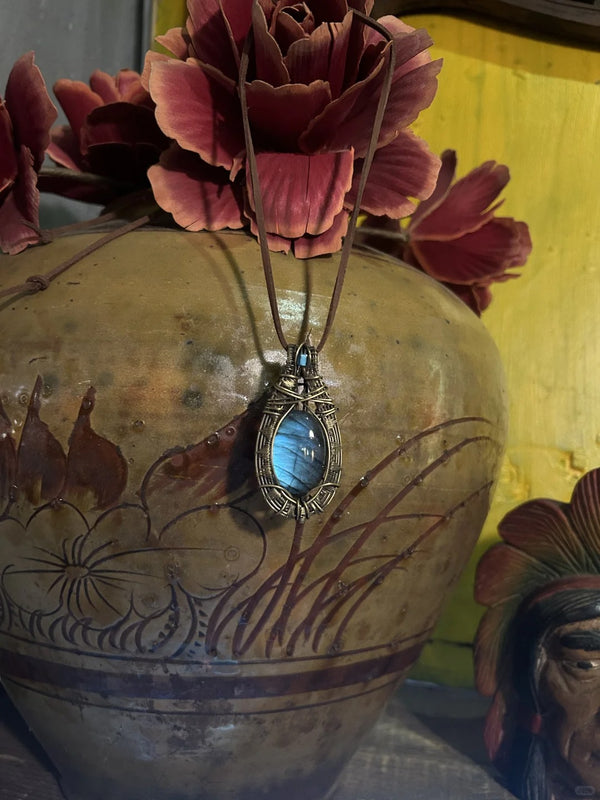 Shield healing gem stone necklace