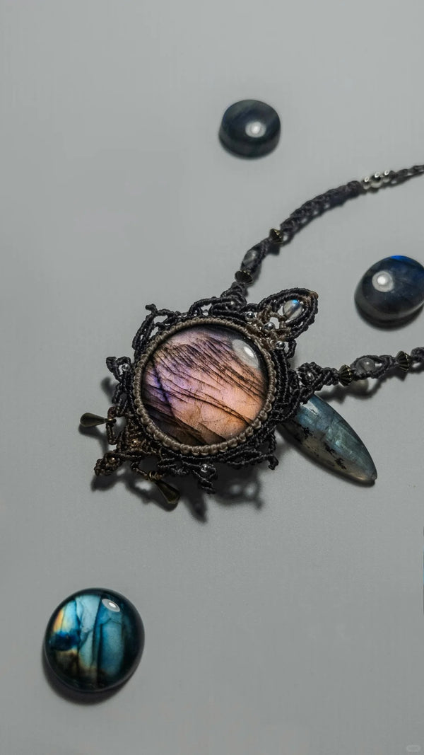 Purple labradorite necklace pendant