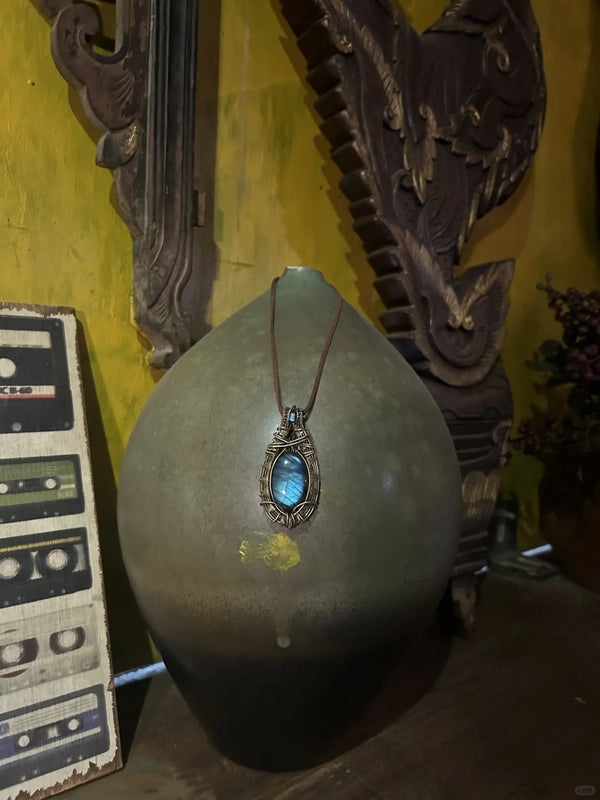 Shield healing gem stone necklace