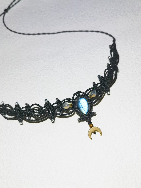 Mystical Moonlit Macrame Labradorite Choker