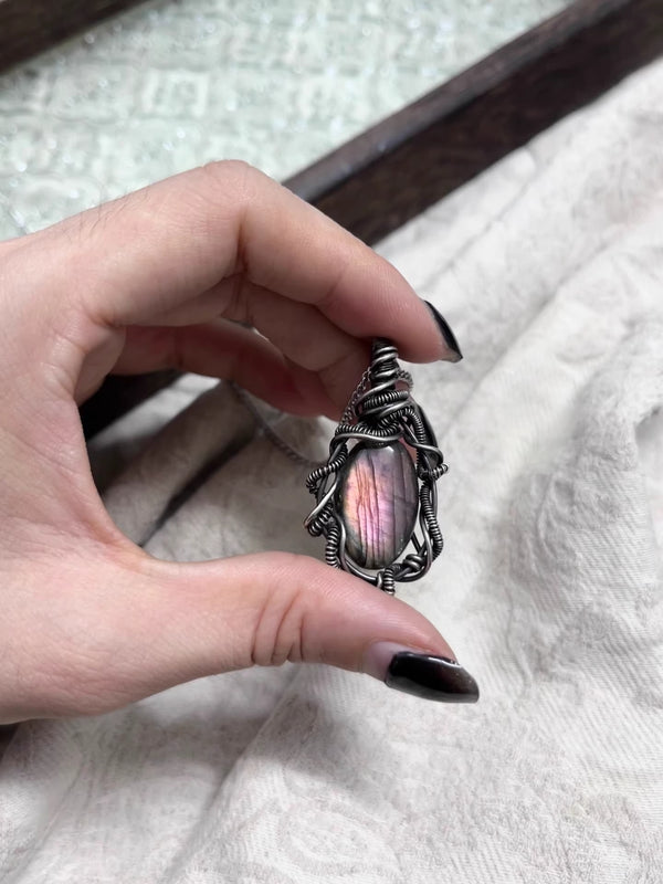 Artisan-Made Labradorite Wire-Wrapped Pendant