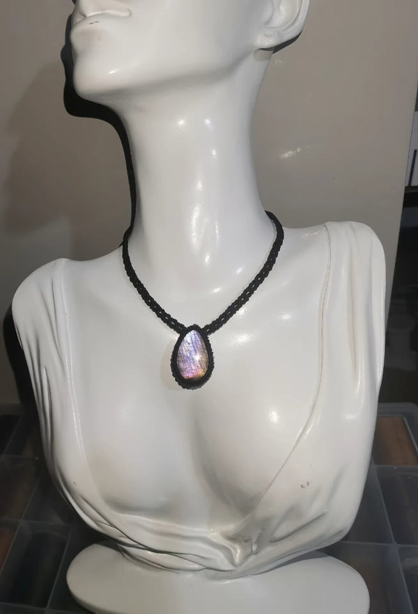 Purple labradorite macrame knots necklace
