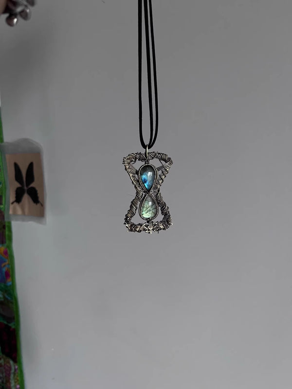 Handcrafted Labradorite Hourglass Pendant
