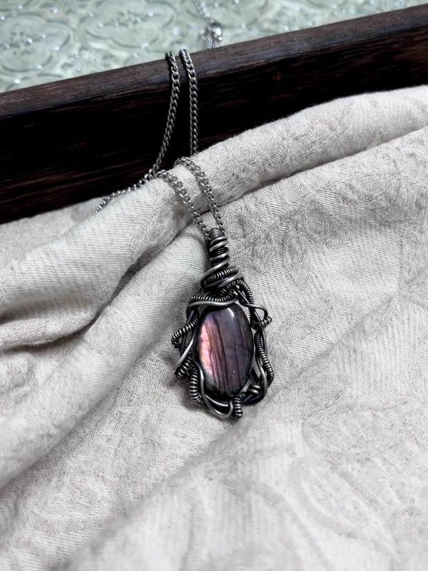Artisan-Made Labradorite Wire-Wrapped Pendant