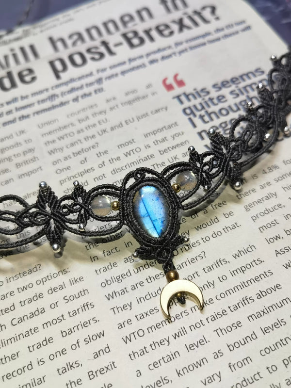 Mystical Moonlit Macrame Labradorite Choker