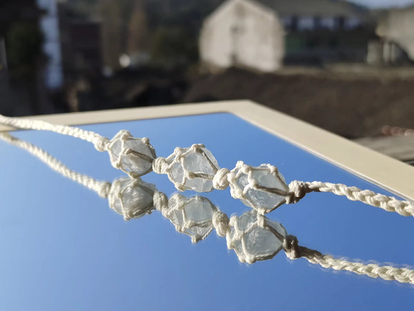 White crystal hand woven bracelet