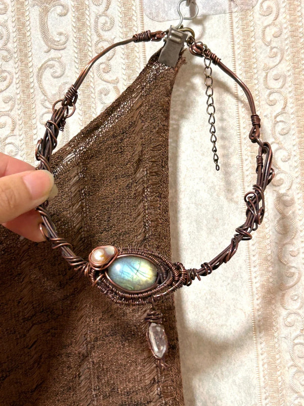 Mystical Labradorite Copper Wire Wrapped Choker