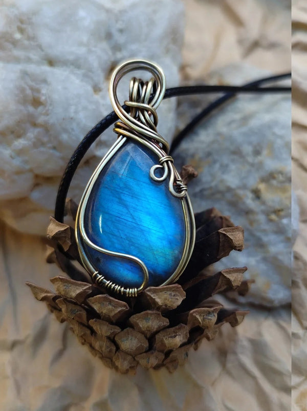 Labradorite Wire-Wrapped Pendant